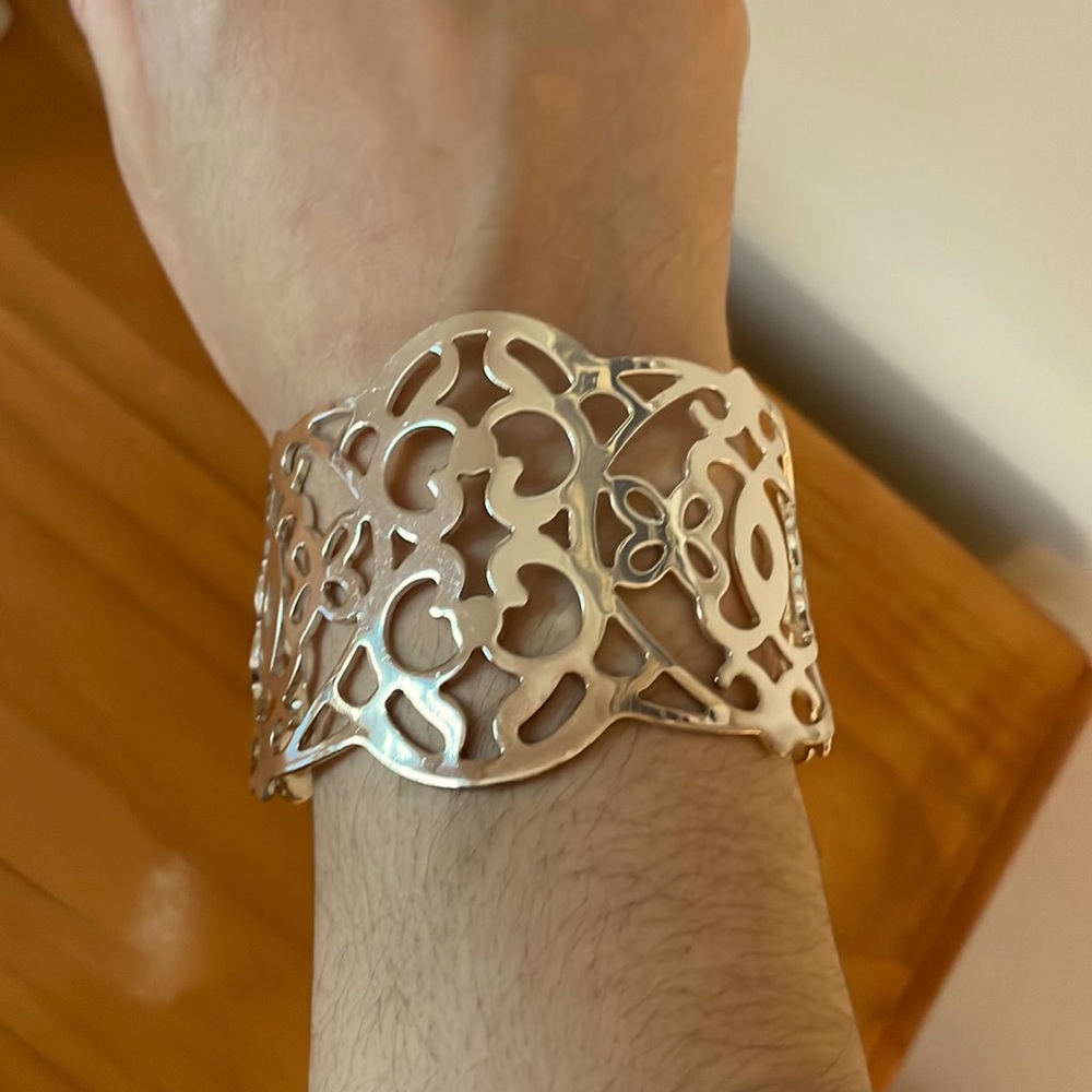 Silver Patterned Cuff - Picture 2 of 4